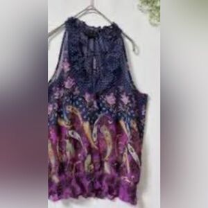 Paisley Print Sleeveless Sundress in Purple and Pink